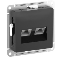ATLASDESIGN РОЗЕТКА двойная компьютерная RJ45+RJ45, кат.6А, механизм, КАРБОН