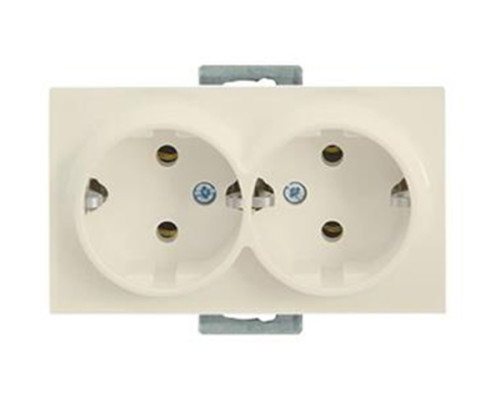 Rita - Розетка двойная 2x2P+E, керамическая, сл.кость