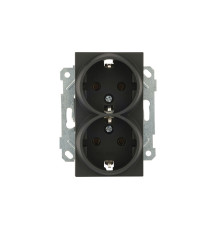 Rita - Розетка двойная 2x2P+E, черный мат