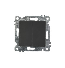 Rita - Выключатель двухклавишный, пруж. зажимы, черный мат