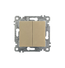 Rita - Выключатель двухклавишный, пруж. зажимы, золото доре