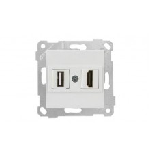 Rita - Розетка HDMI + USB Type A, для передачи данных, белая