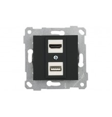 Rita - Розетка HDMI + USB Type A, для передачи данных, черный мат