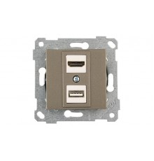 Rita - Розетка HDMI + USB Type A, для передачи данных, антрацит