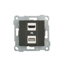 Rita - Розетка HDMI + USB Type A, для передачи данных, дымчатый