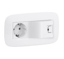 Valena In'Matic - Розетка комбинированная 2Р+Е/USB 1000мА, с лицевой панелью LIFE/ALLURE, белая