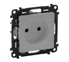 Valena Life - Розетка 2P с защитными шторками, безвинтовые зажимы, алюминий (инд. упаковка)