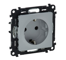 Valena Life - Розетка 2P+E нем. стд., безвинтовые зажимы, алюминий (инд. упаковка)