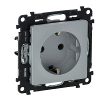 Valena Life - Розетка 2P+E нем. стд., винтовые зажимы, алюминий (инд. упаковка)