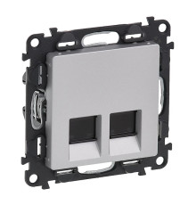 Valena Life - Розетка 2хRJ-45 UTP CAT5E, алюминий (инд. упаковка)