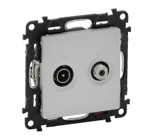 Valena Life - Розетка TV-SAT двухкабельная 5-862MHz/950-2400MHz, алюминий (инд. упаковка)