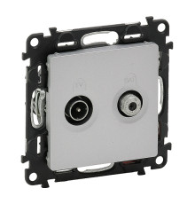 Valena Life - Розетка TV-SAT проходная 1,5dB/14dB, 5-862MHz/950-2400MHz, алюминий (инд. упаковка)