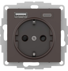 ATLASDESIGN РОЗЕТКА 16А c 2 USB A+C, 5В/2,4А/3,0А, 2х5В/1,5А, механизм, МОККО