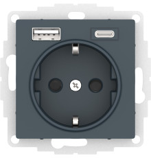 ATLASDESIGN РОЗЕТКА 16А c 2 USB A+C, 5В/2,4А/3,0А, 2х5В/1,5А, механизм, ИЗУМРУД
