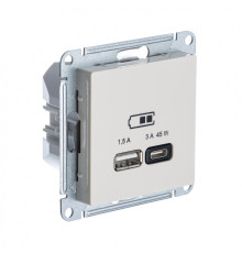 ATLASDESIGN USB РОЗЕТКА A + тип-C 45Вт высокоскор.заряд. QC,PD, мех., БЕЖЕВЫЙ