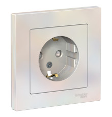ATLASDESIGN РОЗЕТКА с заземлением со шторками, 16А, в сборе, ЖЕМЧУГ