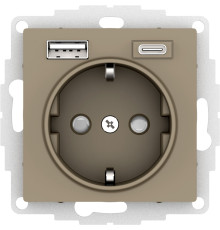 ATLASDESIGN РОЗЕТКА 16А c 2 USB A+C, 5В/2,4А/3,0А, 2х5В/1,5А, механизм, ШАМПАНЬ