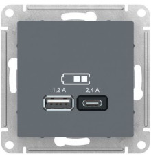 ATN000739 ATLASDESIGN USB РОЗЕТКА A+С, 5В/2,4А, 2х5В/1,2А, механизм, ГРИФЕЛЬ