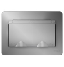 BLNRS441123 BLANCA С/У IP44 РОЗЕТКА двойная с заземл.со шторк.,с крышками,16А,250В, АЛЮМИНИЙ - BLNRS