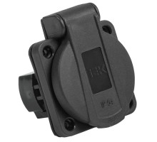 MAGNUM Розетка панельная SCHUKO РП14-3 с крышкой  IP54 черный IEK | арт.PSN71-016-3-2-54-K02