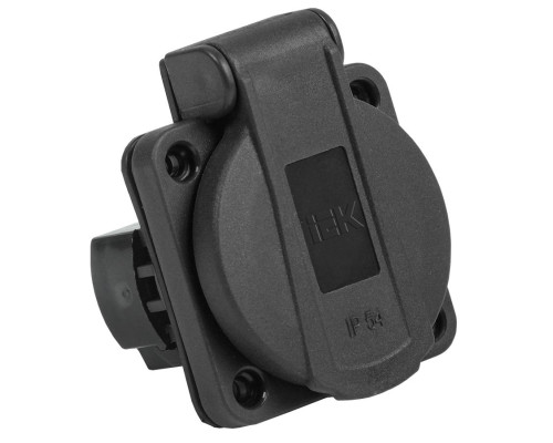 MAGNUM Розетка панельная SCHUKO РП14-3 с крышкой  IP54 черный IEK | арт.PSN71-016-3-2-54-K02