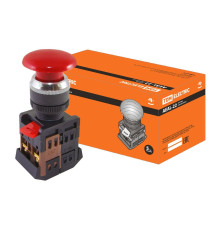 Кнопка AEAL-22 "Грибок"с фиксацией красный d22мм 230В 1з+1р TDM