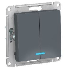 ATN000753 ATLASDESIGN 2-клавишный ВЫКЛЮЧАТЕЛЬ с подсветкой, сх.5а, 10АХ, механизм, ГРИФЕЛЬ - ATN0007
