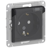 ATN441046 ATLASDESIGN AQUA РОЗЕТКА с заземл. со шторк с крышк, 16А, IP44, механизм, КАРБОН - ATN4410