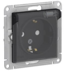 ATN441046 ATLASDESIGN AQUA РОЗЕТКА с заземл. со шторк с крышк, 16А, IP44, механизм, КАРБОН - ATN4410