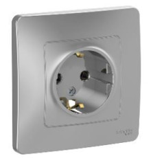BLNRS001013 BLANCA С/У РОЗЕТКА с заземлением без шторок, 16А, 250В, АЛЮМИНИЙ - BLNRS001013