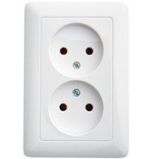 ХИТ С/У РОЗЕТКА двойная без заземления без шторок 16А, 250В, БЕЛЫЙ | арт.RS16-235-B