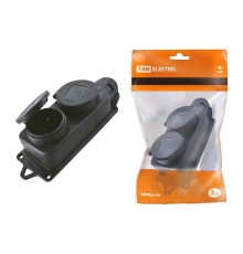 Розетка двухместная с заглушками каучук 2Р+РЕ 16А 250В IP44 TDM