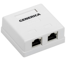 Розетка информационная настенная RJ45 кат.5E FTP 2 порта GENERICA - CS2-1C5EF-22-G