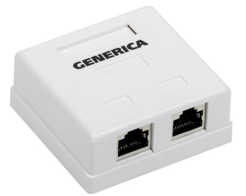Розетка информационная настенная RJ45 кат.5E FTP 2 порта GENERICA - CS2-1C5EF-22-G