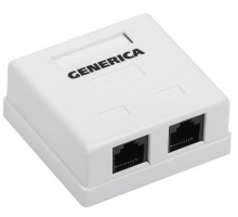 Розетка информационная настенная RJ45 кат.5E UTP 2 порта GENERICA - CS2-1C5EU-22-G