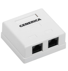 Розетка информационная настенная RJ45 кат.5E UTP 2 порта GENERICA - CS2-1C5EU-22-G
