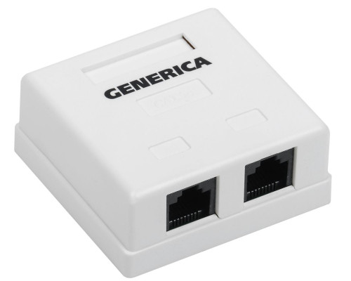 Розетка информационная настенная RJ45 кат.5E UTP 2 порта GENERICA - CS2-1C5EU-22-G Розетка информационная настенная RJ45 кат.5E UTP 2 порта GENERICA - CS2-1C5EU-22-G