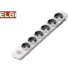 EL-BI,Myra,колодка 6гн c/з с выкл. белая,527-010200-602