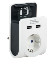 Адаптер Т-02/01 1 место 2P+PE 16А 2хUSB 2,4А с подставкой белый IEK