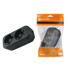 Колодка розеточная 2 гнезда 2П+З 16А 250В черная TDM