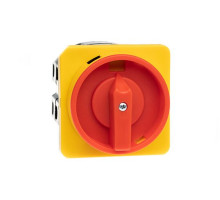 Переключатель BS 32 10 LK, аварийный, 3P, 32A, тип 0-1, 15kW(400VAC по АС-23), на дверь, красная блокируемая в 0 рукоятка, фронт IP40 | арт.EAC602488