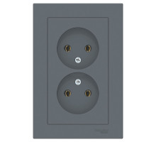 Розетка двойная без заземления с рамкой Schneider Electric AtlasDesign ATN000720 Грифель - ATN000720