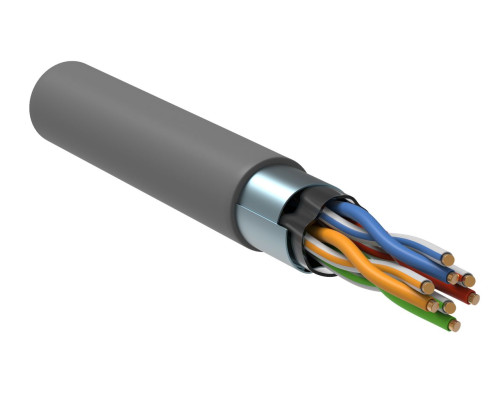 F/UTP PVC кат.5E 4х2х24AWG solid PVC серый (305м) РФ