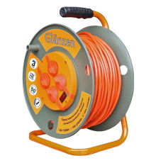 Удлинитель силовой на катушке  GLANZEN 4 гн. ПВС 3х1,5 IP44 арт. EB-50-007