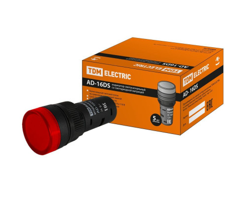 Лампа AD-16DS(LED)матрица d16мм красный 24В AC/DC TDM