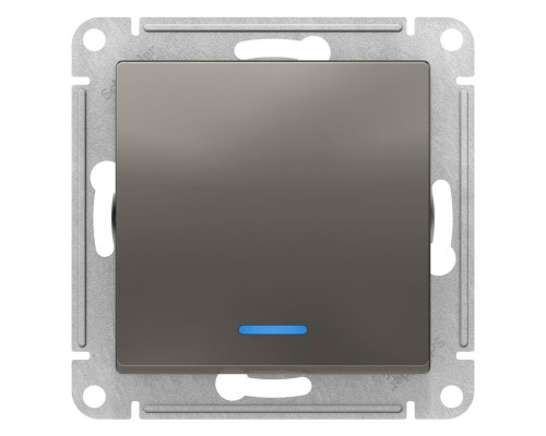 Выключатель 1-клавишный с подсветкой Schneider Electric AtlasDesign ATN000913 Сталь - ATN000913