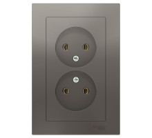 Розетка двойная без заземления с рамкой Schneider Electric AtlasDesign ATN000920 Сталь - ATN000920