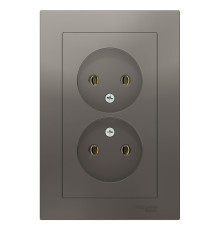 Розетка двойная без заземления с рамкой Schneider Electric AtlasDesign ATN000920 Сталь - ATN000920