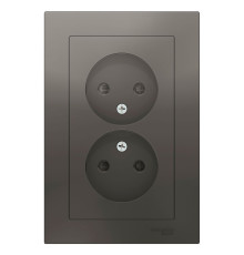Розетка двойная без заземлениясо шторками с рамкой Schneider Electric AtlasDesign ATN000922 Сталь -