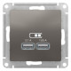 Розетка USB Schneider Electric AtlasDesign ATN000933 Сталь - ATN000933